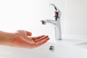 Low-water-pressure-sink An image of a hand under a low water pressure sink.