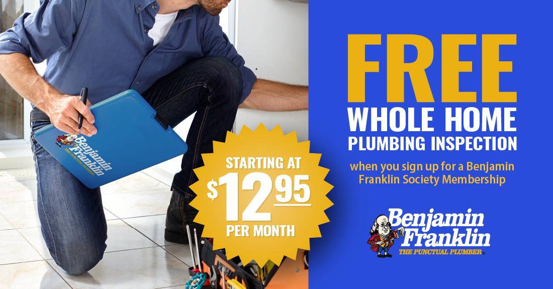 Benjamin Franklin Plumbing Tyler Free Whole Home Plumbing Inspection with membership deal